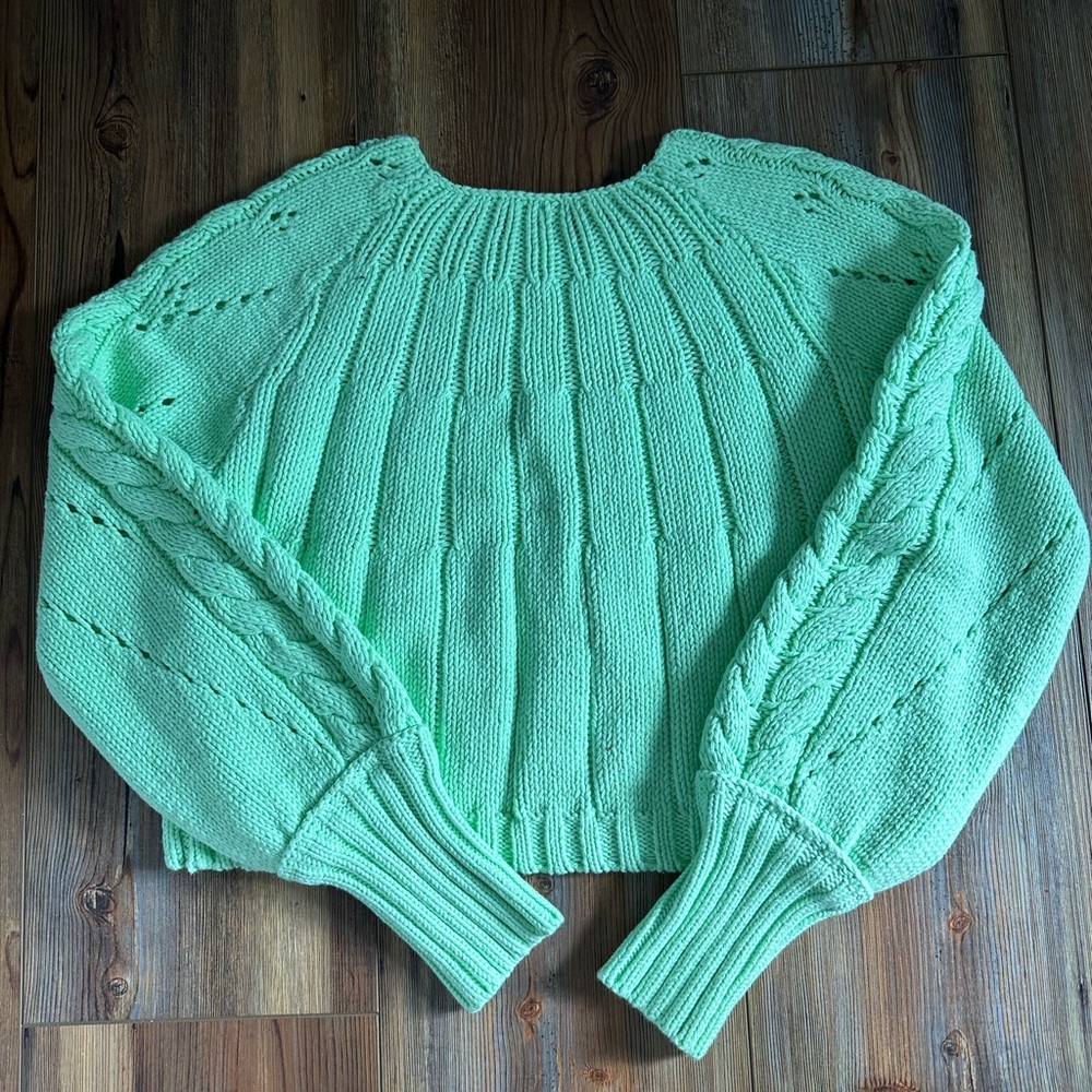 Free People Mint Green Ribbed Sweater